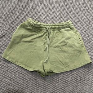 Army green sweatshorts